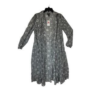 Torrid size 00 medium large kimono open front gingham daisy cardigan black new